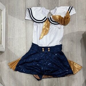 Navy & Gold Sailor Kids dance Costume - Sparkle Sail Dress